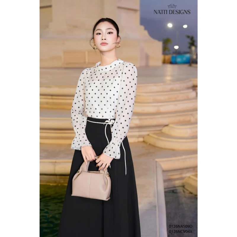 CHÂN VÁY DÀI A-LINE CẠP CAO PHỐI DÂY EO – NATTI DESIGNS 0126NCV04X