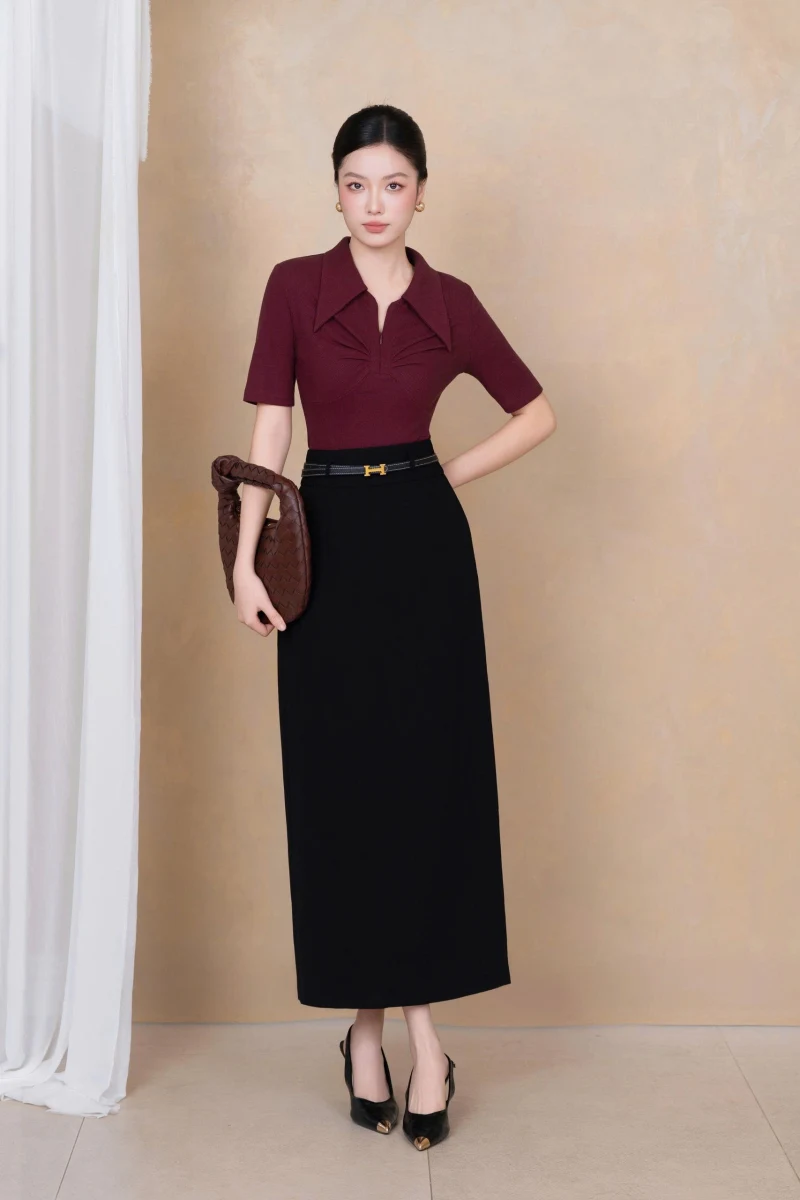 Áo thun cổ đức xoắn ngực