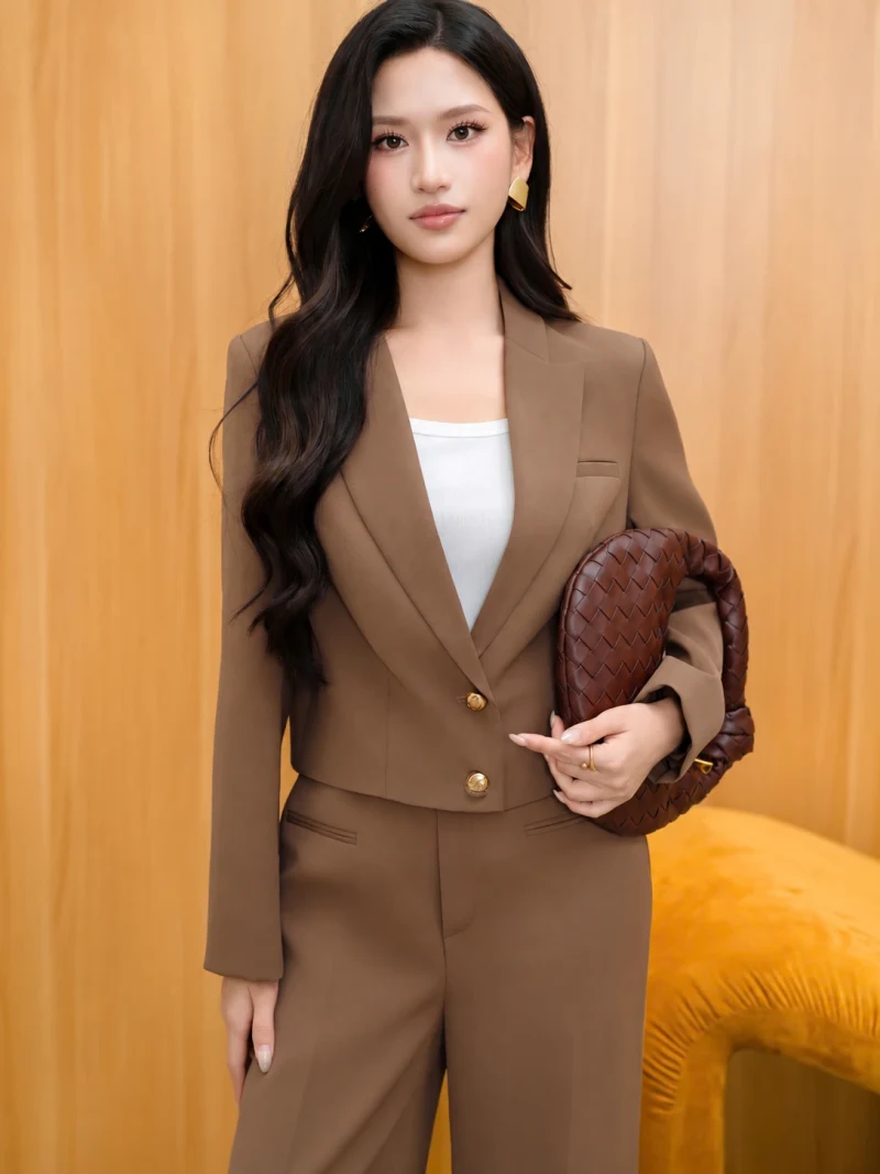 Áo vest crop cổ 2 ve