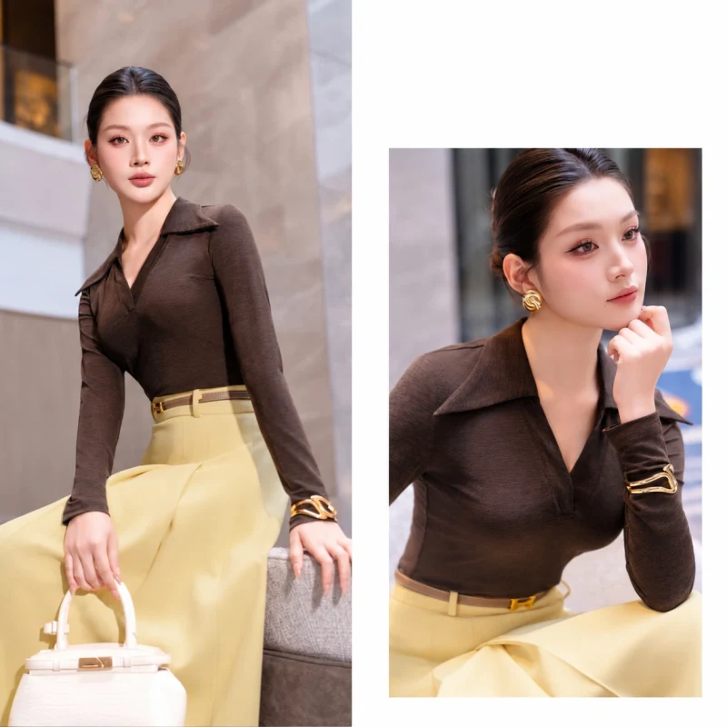 Áo thun cổ nhọn tay dài