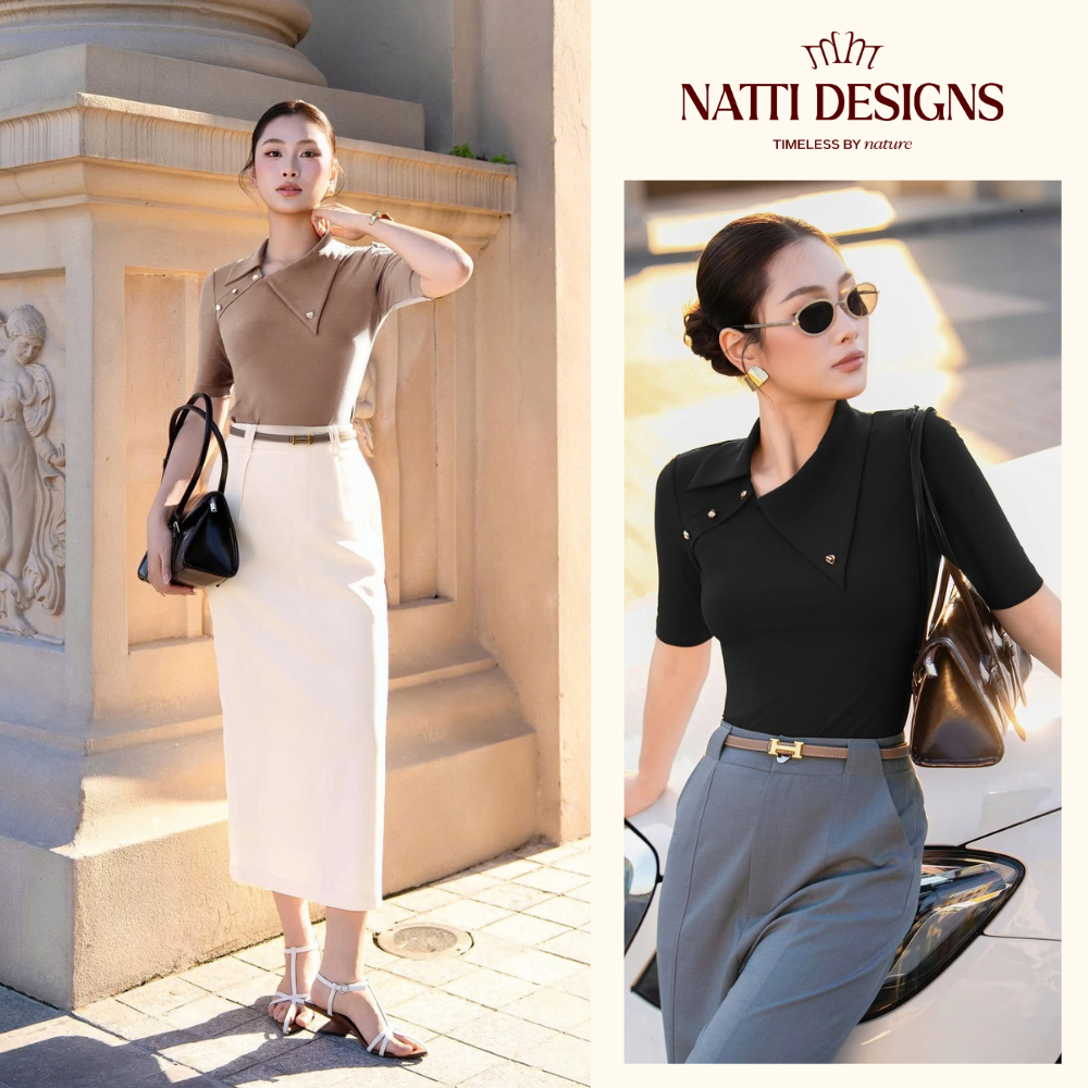 Biến Hóa Phong Cách Cùng Áo Cổ Lệch Natti Designs