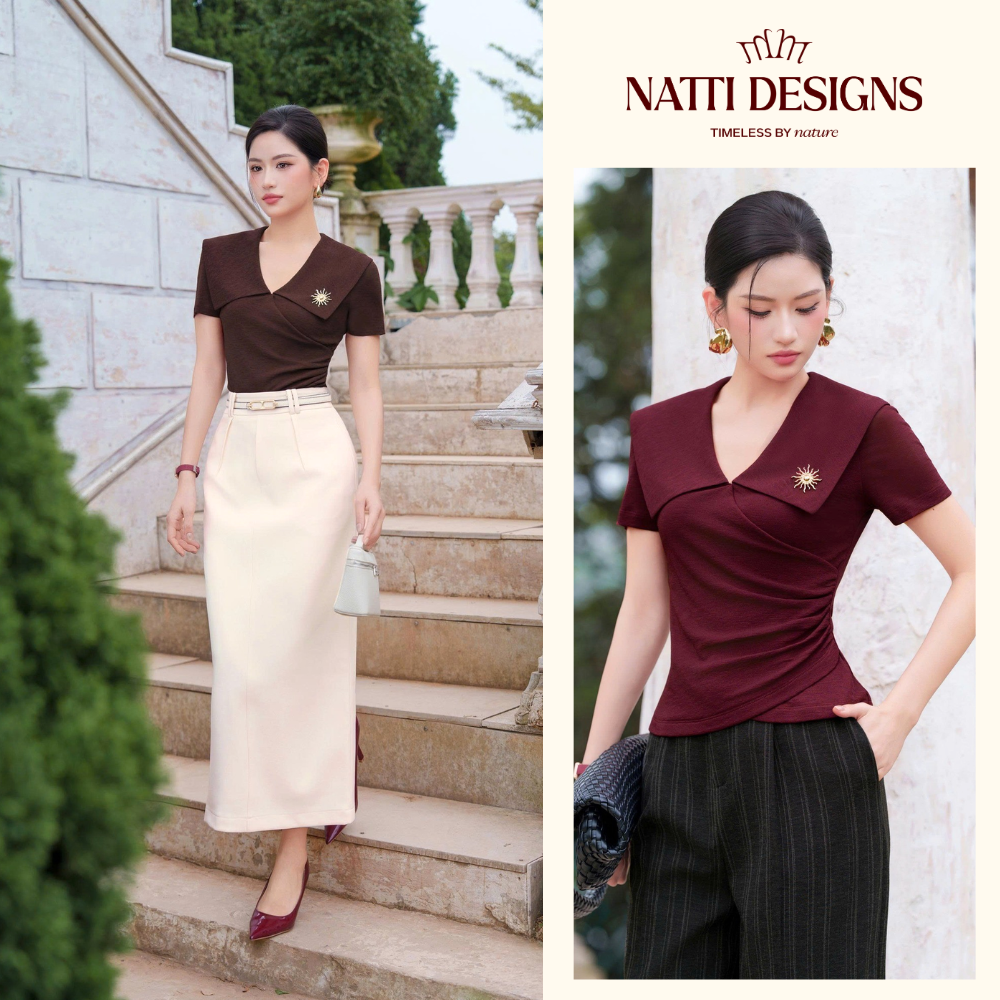 Áo thun cổ bản to nhún eo