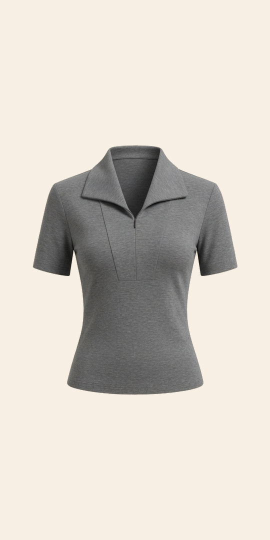 Áo thun cổ bẻ khóa ngực