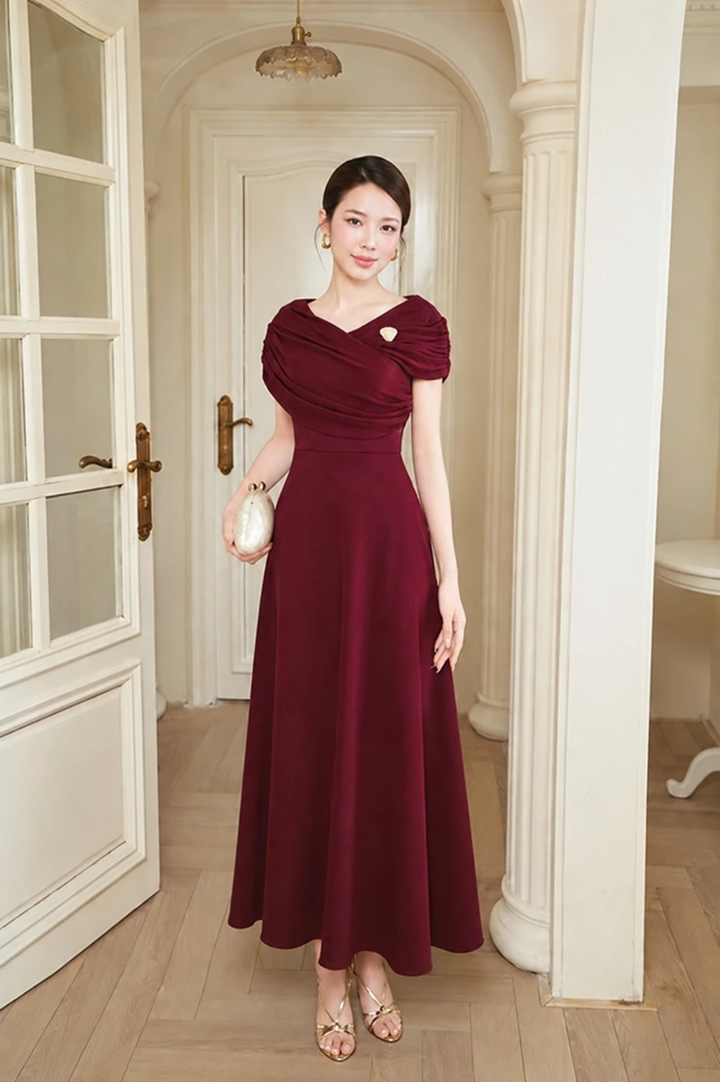 Váy tiệc phối thun kiểu